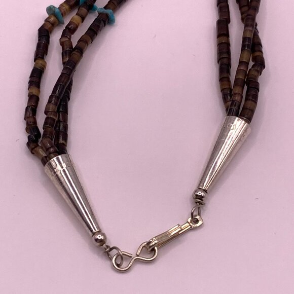 Southwest Zuni Bird Fetish Heishi Colorful Shell Birds Three Strand Necklace 734 - Picture 8 of 8